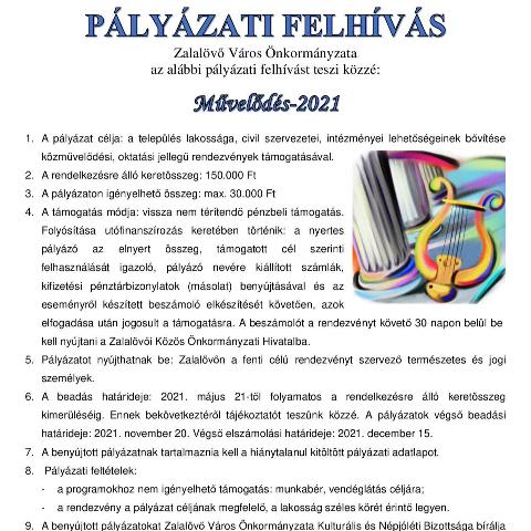 Plyzati felhvs - Mvelds-2021