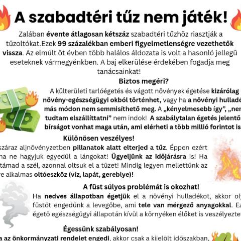 Felh�v�s - szabadt�ri t�zek megel�z�se