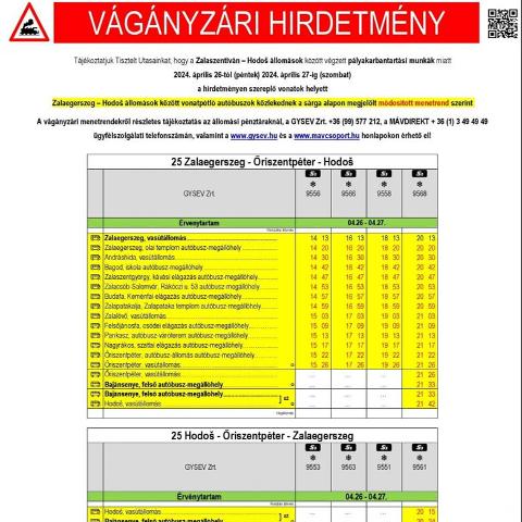 Vgnyzri hirdetmny - 2024. prilis 26-tl (pntek) 2024. prilis 27-ig (szombat)