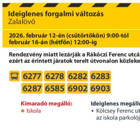Ideiglenes forgalmi rend v�ltoz�s lesz 2026. febru�r 12-t�l 16-ig