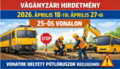 V�g�nyz�ri hirdetm�ny 2026. �prilis 18-t�l �prilis 27-ig 25-�s vonal